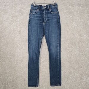 Agolde Women Nico Slim Ankle Jeans Size 24 Blue Stretch Button Fly Premium Denim